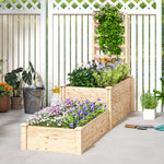 Jardinière avec treillis à 2 bacs avec fond ouvert, pour balcon terrasse patio, 222 x 63 x 132 cm, effet bois naturel