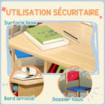 Table enfant avec 2 chaises ensemble table et chaises enfants 3 pièces en bois avec 4 bacs de rangement bois naturel