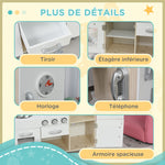 Cuisine Bois Jeu d'imitation - Cuisine Enfant - Nombreux Accessoires & rangements Inclus - MDF pin Blanc chêne Clair