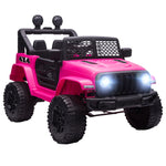 Coche eléctrico infantil, tracción trasera, 12 V, máx. 5 km/h, control remoto, efectos luminosos y sonoros, 100x65x72 cm, rosa