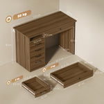 Bureau Informatique avec 5 Tiroirs, 110 x 50 cm, Bureau avec Rangement, Étagère Ouverte, Tiroir Verrouillable, Noyer