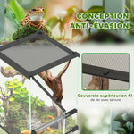 Terrarium en verre pour reptiles vivarium 12 L avec couvercle en treillis métallique, 20 x 20 x 30 cm, noir
