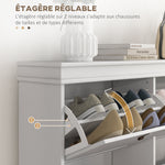 Meuble à chaussures 20 paires, armoire à chaussures, 4 tiroirs rabattables, étagères réglables, 105x24x82,5cm, blanc