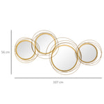 Ensemble de 4 miroirs ronds en métal dorés 107 x 56 cm