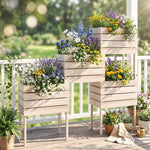Jardinières sur Pieds carrés potagers - Lot de 4 jardinières sur Pied modulables - 50L x 30l x 60H cm