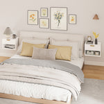 Lot de 2 tables de chevet suspendues, tables de nuit murales avec tiroir et niche, moderne, 40x34x29cm, blanc