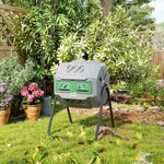 Composteur de Jardin - bac à Compost pour déchets - Rotatif 360° - Double Chambre 160 L - Acier PP Gris