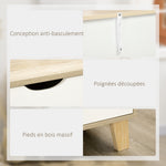 Commode 6 tiroirs style scandinave, meuble de rangement - dim. 120l x 40P x 76H cm, chêne et beige