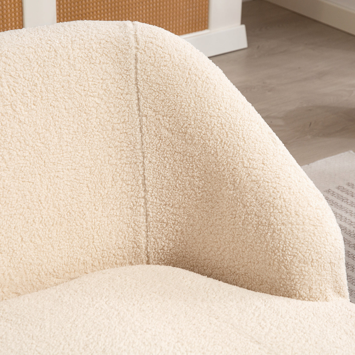 Canapé 2 places canapé en tissu bouclette 142 cm avec dossier et assise incurvés, aucun assemblage requis, beige
