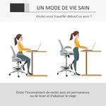 Fauteuil de bureau chaise de bureau assise debout hauteur réglable repose-pieds gris et blanc