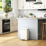 Poubelle de Cuisine 20 L en Métal, Poubelle avec Pédale, Couvercle à Fermeture Douce, Crème