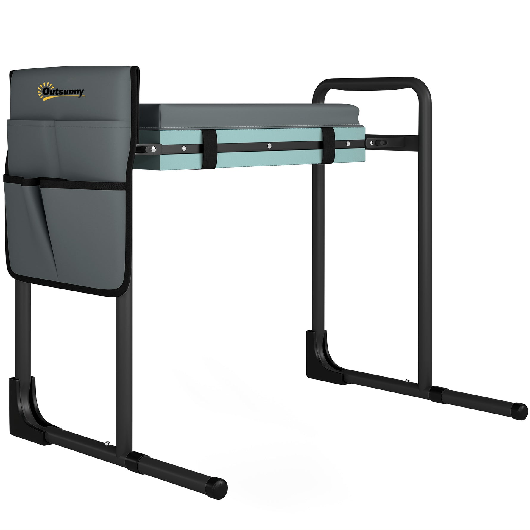 Tabouret de jardin pliable agenouilloir de jardin avec coussin rembourré en mousse EVA, poches à outils, gris foncé