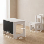 Bureau et Chaise pour Enfant avec Plateau Réversible Tableau Noir, 3 à 6 Ans, Blanc