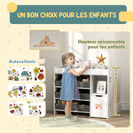 Meuble rangement enfant étagère de rangement pour jouets enfants avec 9 tiroirs en tissu et placard, blanc