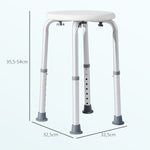 Höhenverstellbarer Duschhocker, ergonomischer Duschsitz, rutschfeste Füße, max. Belastung 136 kg, Alu/HDPE, weiß