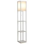 Shelf floor lamp 26L x 26W x 160H cm 3 shelves 4 levels White MDF