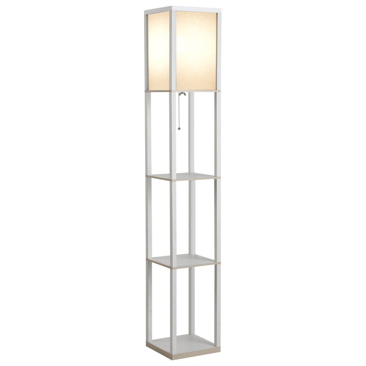 Shelf floor lamp 26L x 26W x 160H cm 3 shelves 4 levels White MDF
