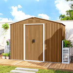 Stalen tuinhuis 3,6 m² schuin dak 4 ventilatieopeningen afsluitbare schuifdeuren 236x171x191 cm, donkerbruin