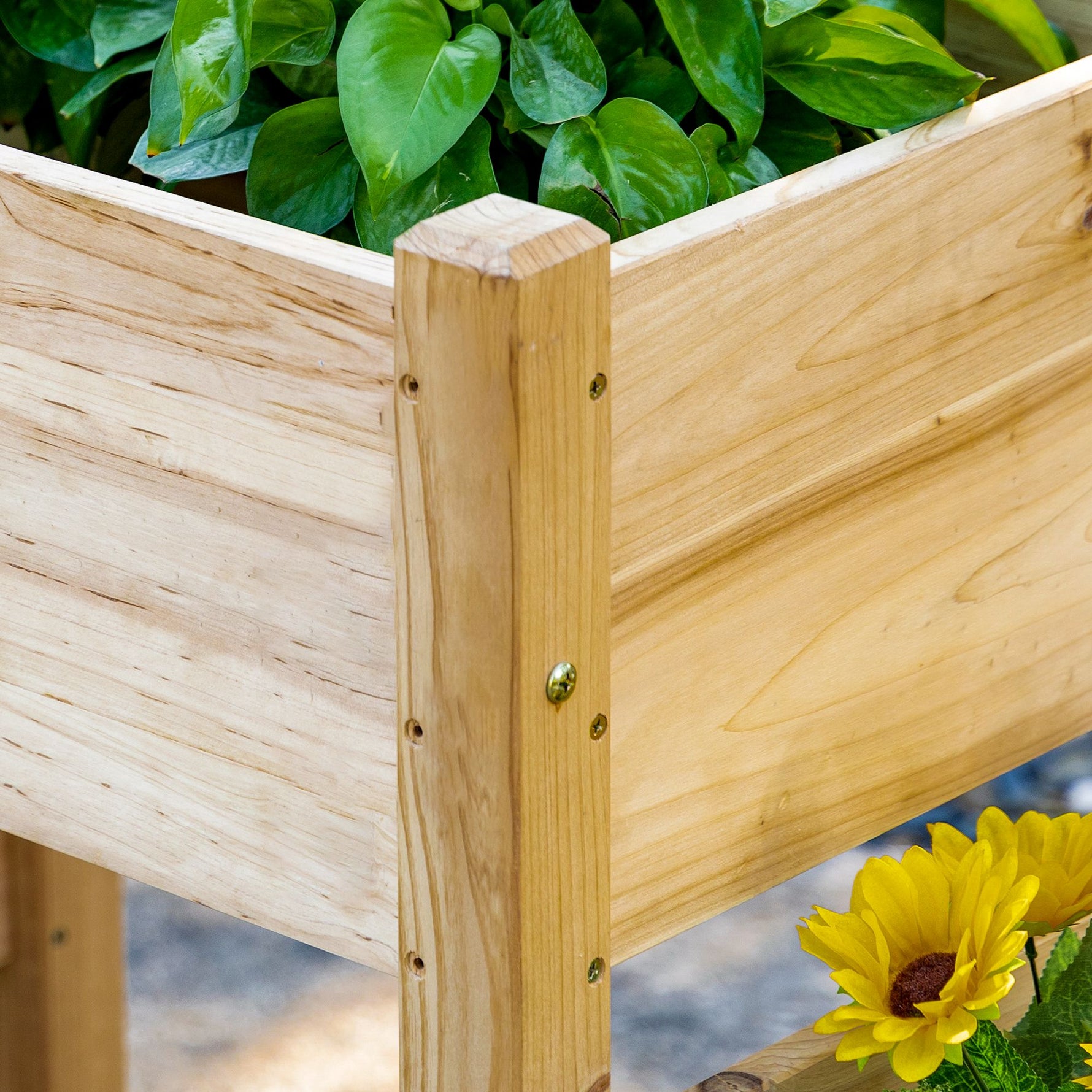 Jardinière sur Pieds carré Potager 2 étages dim. 184L x 45l x 80H cm Inserts d'irrigation Bois Sapin pré-huilé