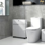 Toilet- en badkamermeubel met toiletrolhouder op wieltjes - 52 x 17 x 67 cm wit