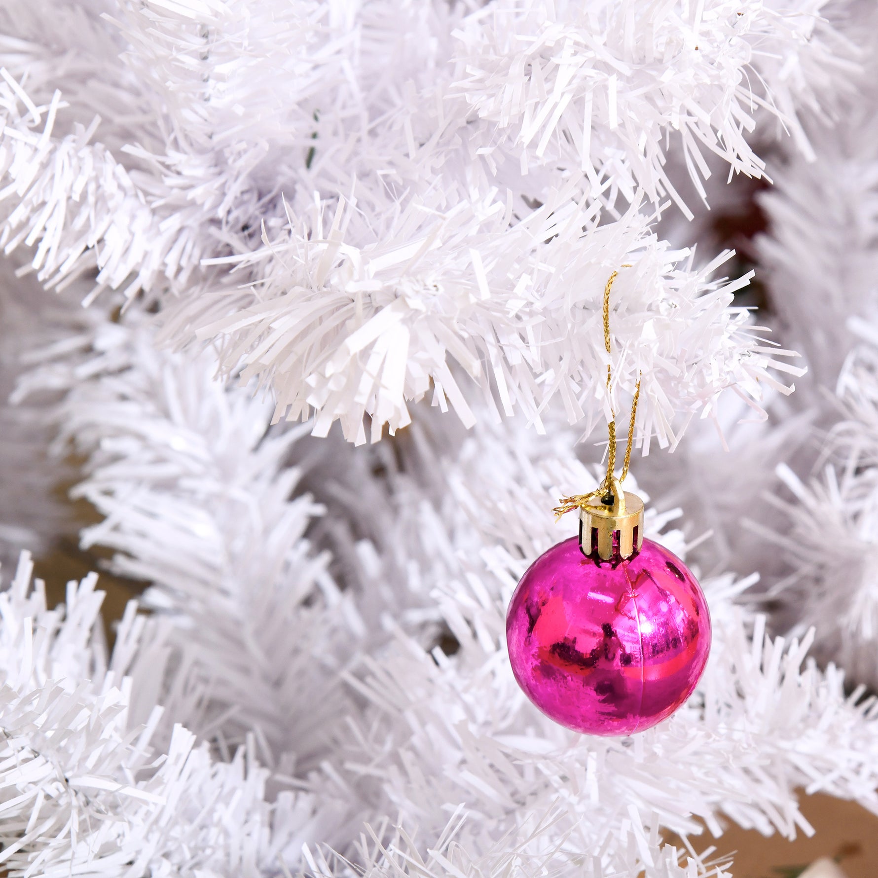 Sapin Arbre de Noël Artificiel Blanc 150 cm 680 Branches avec Nombreux Accessoires variés