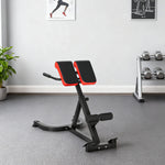 Banc de Musculation Réglable 5 Niveaux, Chaise Romaine avec Rouleaux en Mousse Dense, 112 x 62 x 88 cm, Noir et Rouge