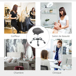 Kruk op wielen, massagekruk met in hoogte verstelbare zitting 49-61 cm en ergonomisch zadel, 360° draaibare werkstoel op wielen, voor massagesalon, tattoostudio, kliniek en spa, grijs