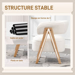 Sillón de salón de tela de borreguito, silla acolchada, asiento amplio, respaldo ergonómico, 70 x 64 x 71 cm, blanco