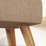 Repose pied salon ottoman siège rembourré en tissu avec pieds en bois 27 x 27 x 26 cm marron clair