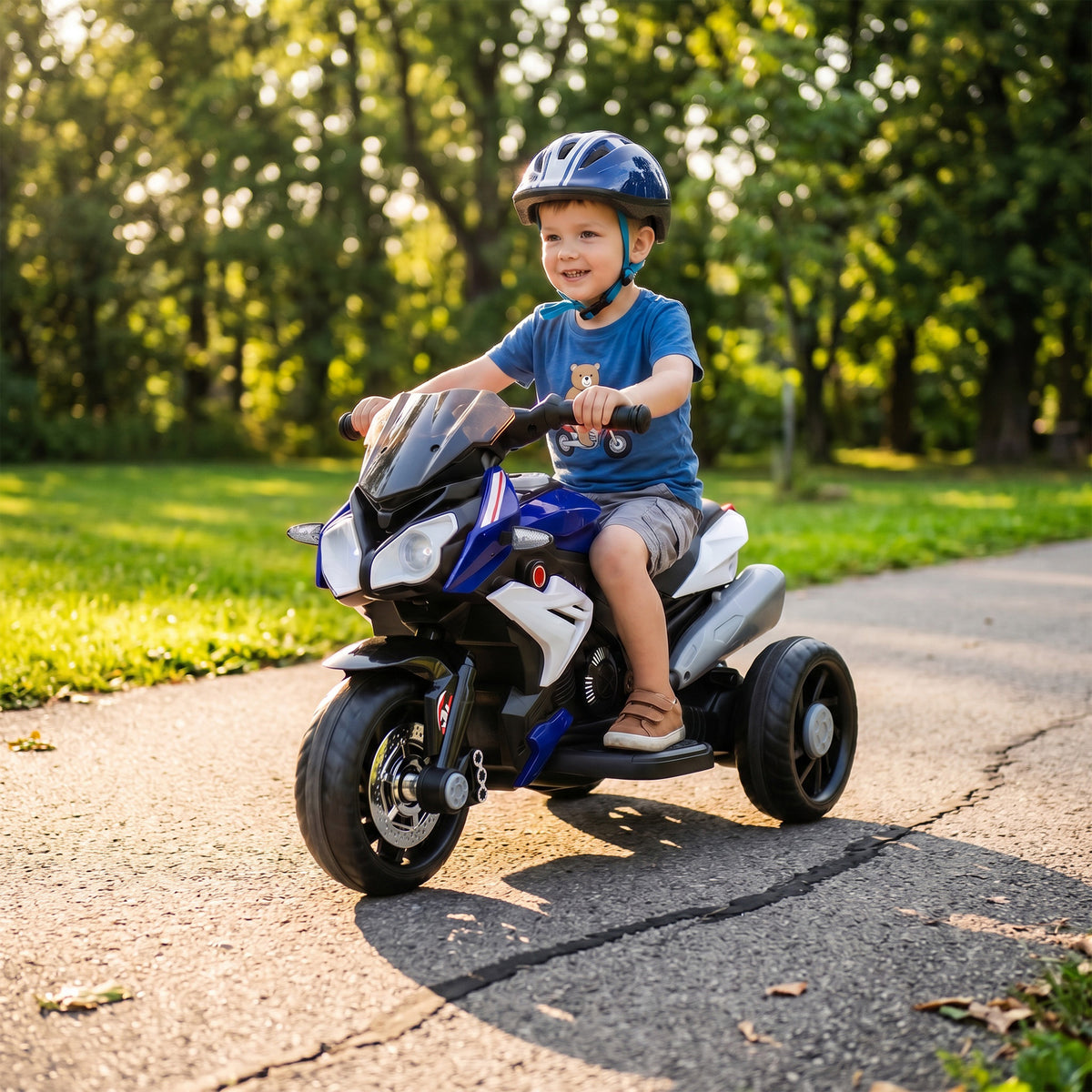 Elektrisches Dreirad für Kinder 6 V, Elektroauto für Kinder von 3 bis 5 Jahren, Licht- und Soundeffekte, 86x42x52 cm, blau