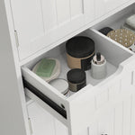 Meuble de salle de bain, meuble de rangement avec tiroir et 4 portes, style moderne, 60 x 30 x 160 cm, blanc