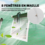 Serre tunnel de jardin 12m², serre de jardin tunnel 295x400x200cm 2 portes et 8 fenêtres bâche PE 140 g/m² vert