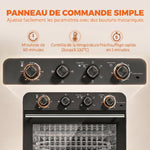 Friteuse à Air Chaud 36L, Four à Air Chaud 1800 W avec Rôtissoire, Plaque de Cuisson, Panier de Friture et Grille, Noir