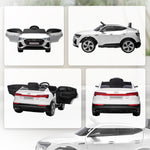 Voiture électrique enfants sous Licence Audi e-tron Sportback, véhicule électrique 12V Max. 5 Km/h avec télécommande 2,4G, phares LED, musique, klaxon, port USB, MP3, blanc