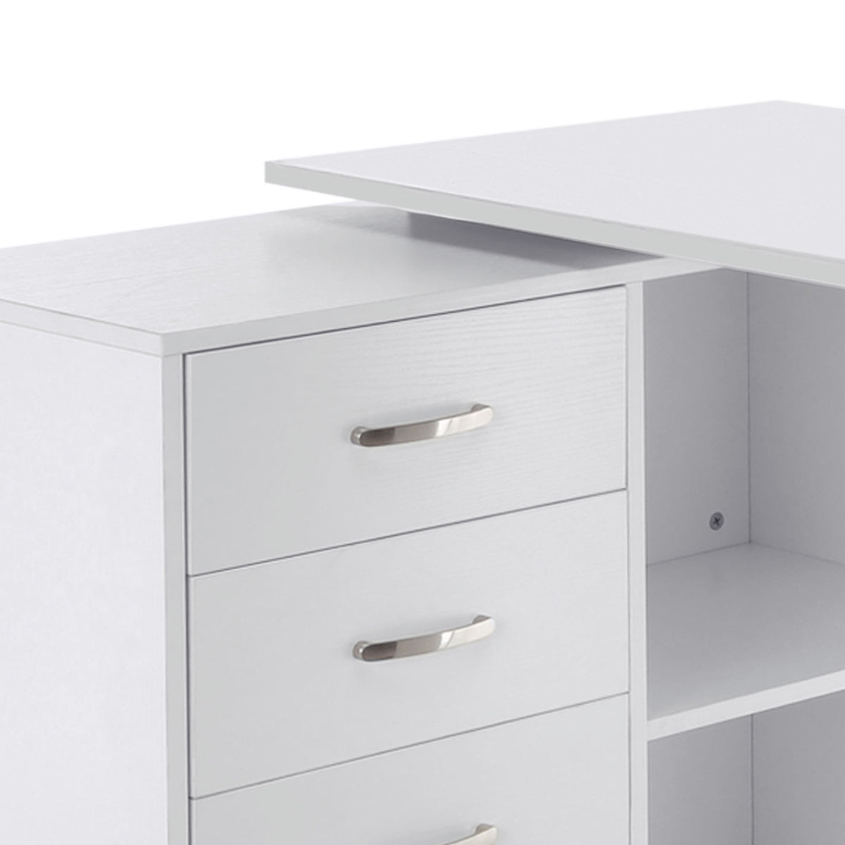 Bureau d'angle bureau droit modulable table de salle à manger 2 en 1 bureau informatique tiroirs x 3 + 2 niches