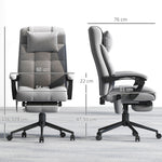 Chaise de bureau de massage chauffante réglable en hauteur de 116-124 cm ergonomique inclinable tissu effet lin, gris