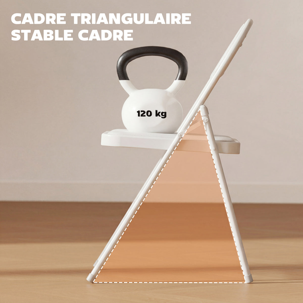Lot de 6 chaises pliantes chaises de salle à manger portables cadre en acier 45 x 46 x 78 cm blanc