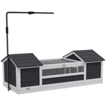 Casa para tortugas terrestres recinto exterior 2 refugios soporte de lámpara ajustable madera maciza 120 x 56,5 x 43 cm gris