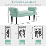 Banc Entrée Bout de Lit Rembourré pour Chambre à Coucher, Tissu à Voile, vert, 102 x 36 x 51 cm