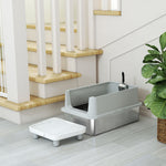 Bac à Litière XL en Acier Inoxydable, Parois Latérales Hautes, Pédale et Tapis Filtrants, Pelle, 60,2x40,2x29,6cm, Gris
