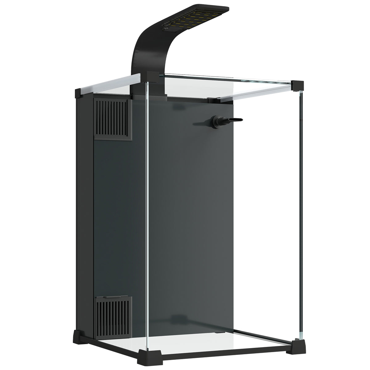 Aquarium en Verre Trempé Nano Aquarium avec Filtre Intégré Pompe 5W et Éclairage LED 30x30x45cm Noir