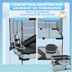 Cage hamster cage rongeur 3 niveaux avec roue rampes maisonnette abreuvoir mangeoire 76,5L x 48,5l x 54,5H cm noir