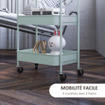 Desserte chariot de rangement en acier chariot de service à roulettes 3 plateaux ajourés 45 x 30,6 x 79 cm bleu clair