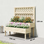 Jardinière à 2 Niveaux avec Treillis, bac à fleurs, avec tissu non tissé, 108 x 62 x 120 cm, effet bois naturelle-2