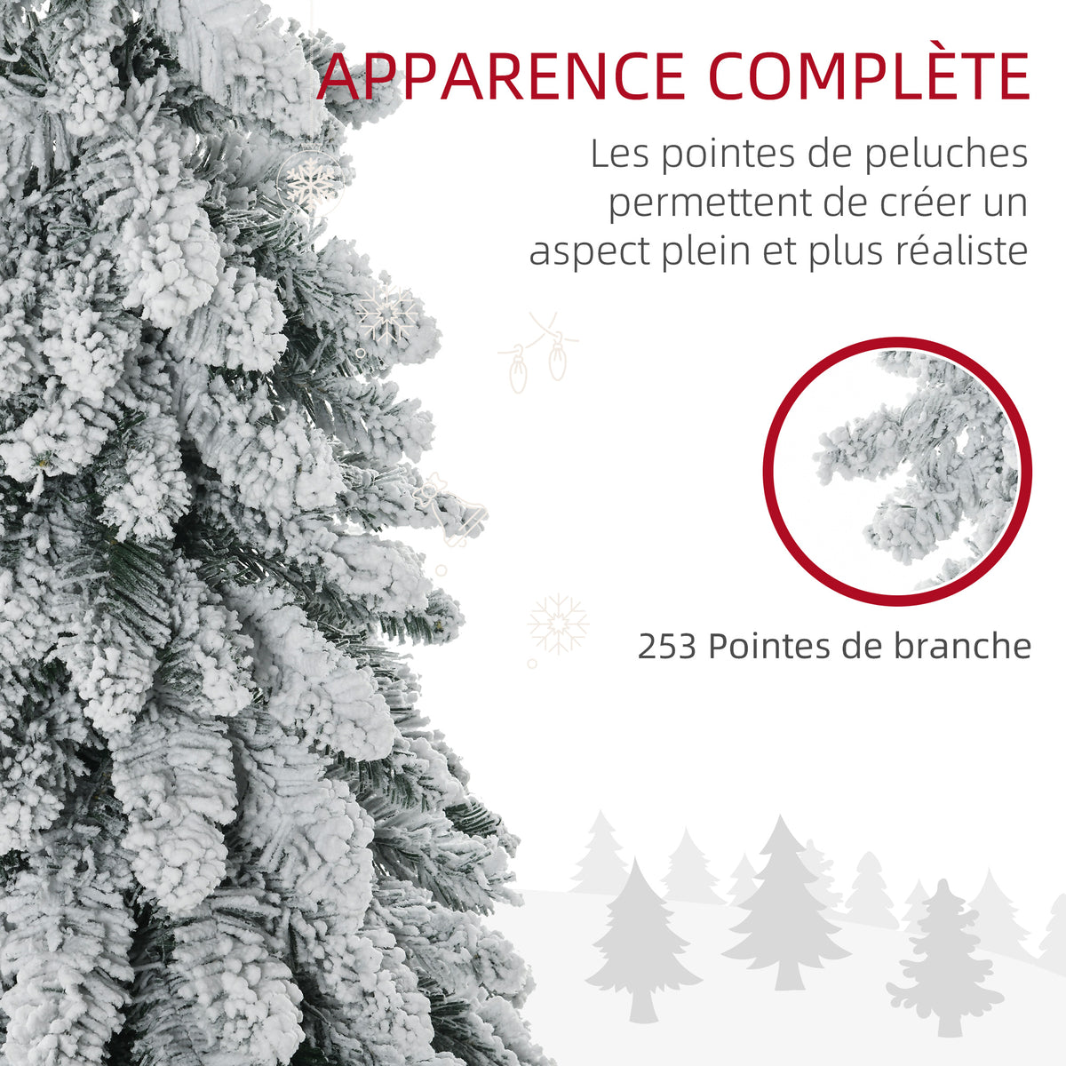 Künstlicher Weihnachtsbaum mit Stahlständer, 253 beschneite Zweige, klappbarer Fuß, Höhe 135 cm, grün
