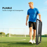 Filet de rebond de football rebondisseur de football ajustable pliable portable 4 piquets de fixations au sol filet de PE noir blanc 78 x 84 x 78 cm