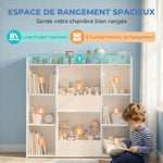Meuble rangement enfant, bibliothèque enfants avec 8 compartiments et étagère supérieure, 104 x 29 x 101,5 cm, blanc