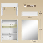 Armoire avec Miroir en Bois Rangement Salle de Bain Fermeture Porte Tampon MDF