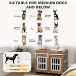 Meuble cage pour chien avec porte coulissante, maison pour chien de moyenne, table d'appoint, 80 x 59 x 63 cm, noyer