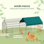 Parc enclos cage lapin extérieur structure acier avec protection solaire et portes verrouillables 185 x 75 x 75 cm vert